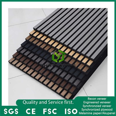 Painéis acústicos de slat de madeira para parede e teto
